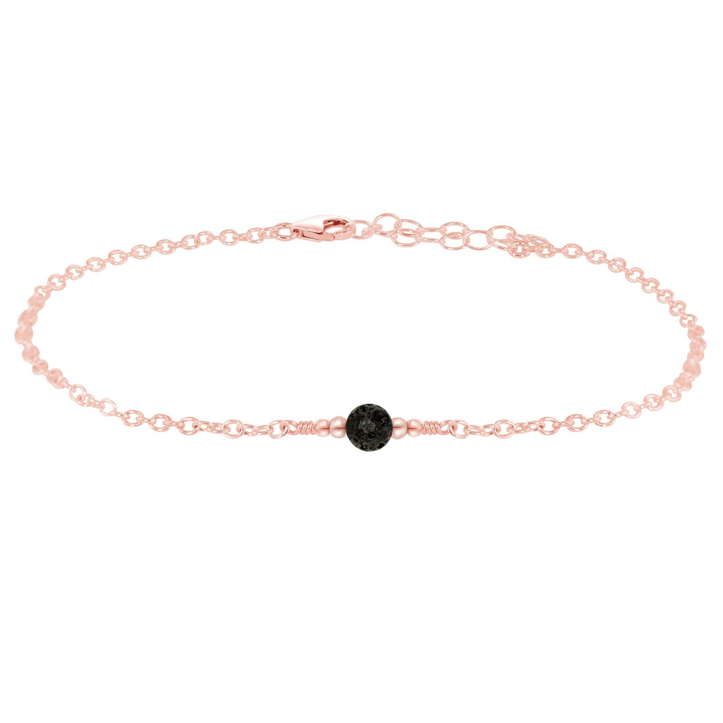 Dainty Lava Stone Essential Oil Diffuser Gemstone Anklet - Dainty Lava Stone Essential Oil Diffuser Gemstone Anklet - 14k Rose Gold Fill - Luna Tide Handmade Crystal Jewellery