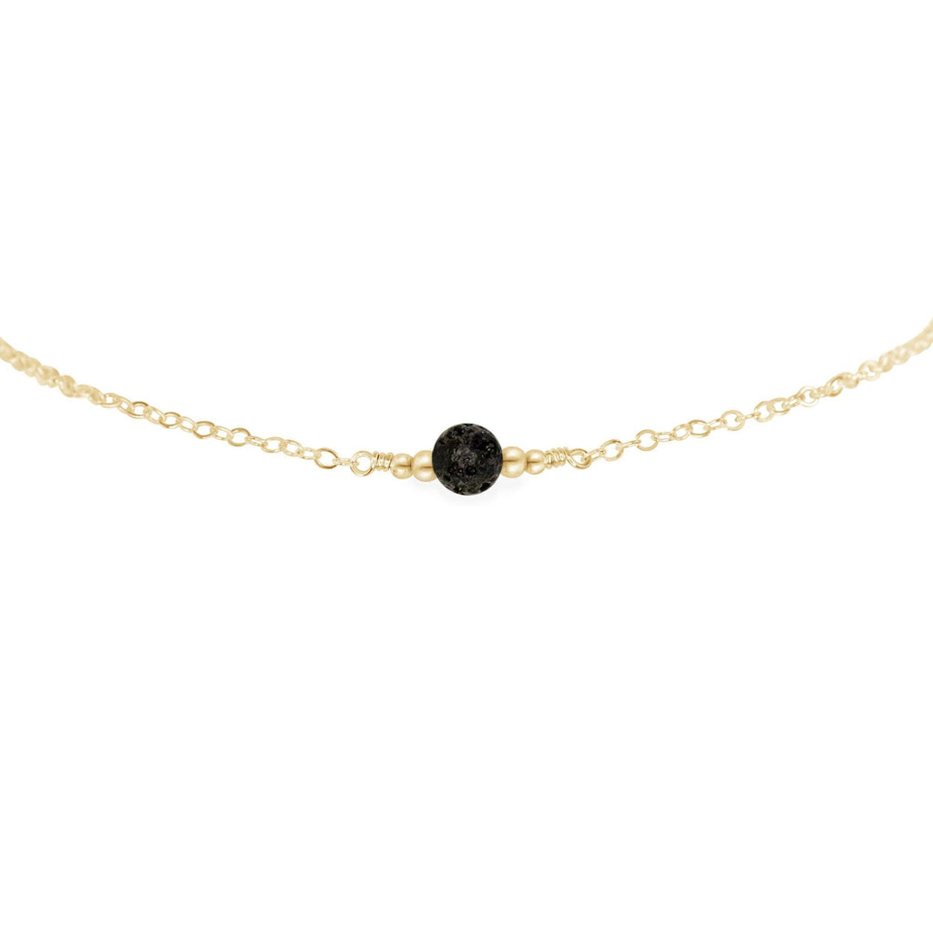 Dainty Lava Stone Gemstone Choker Necklace - Dainty Lava Stone Gemstone Choker Necklace - 14k Gold Fill - Luna Tide Handmade Crystal Jewellery