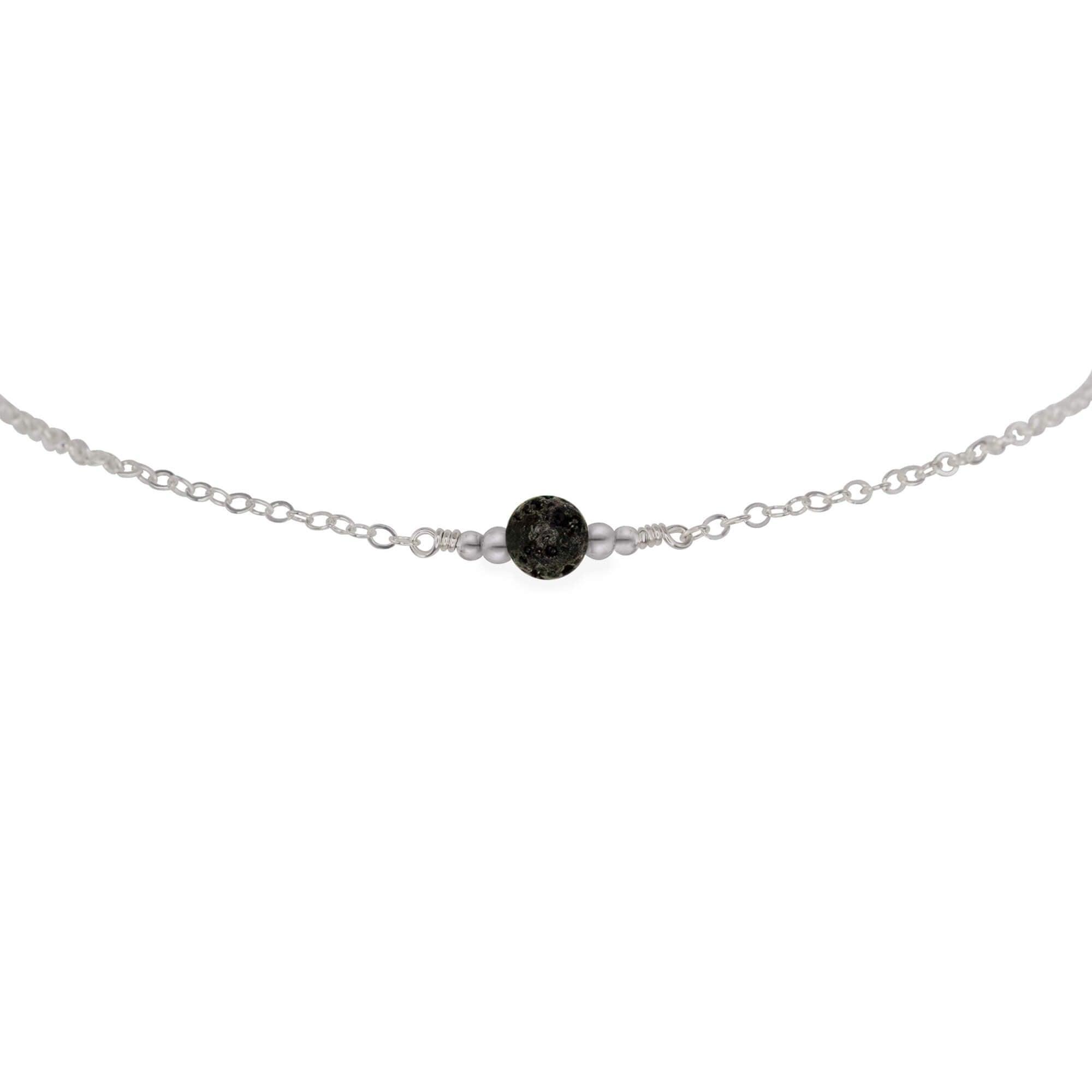 Dainty Lava Stone Gemstone Choker Necklace - Dainty Lava Stone Gemstone Choker Necklace - Stainless Steel - Luna Tide Handmade Crystal Jewellery