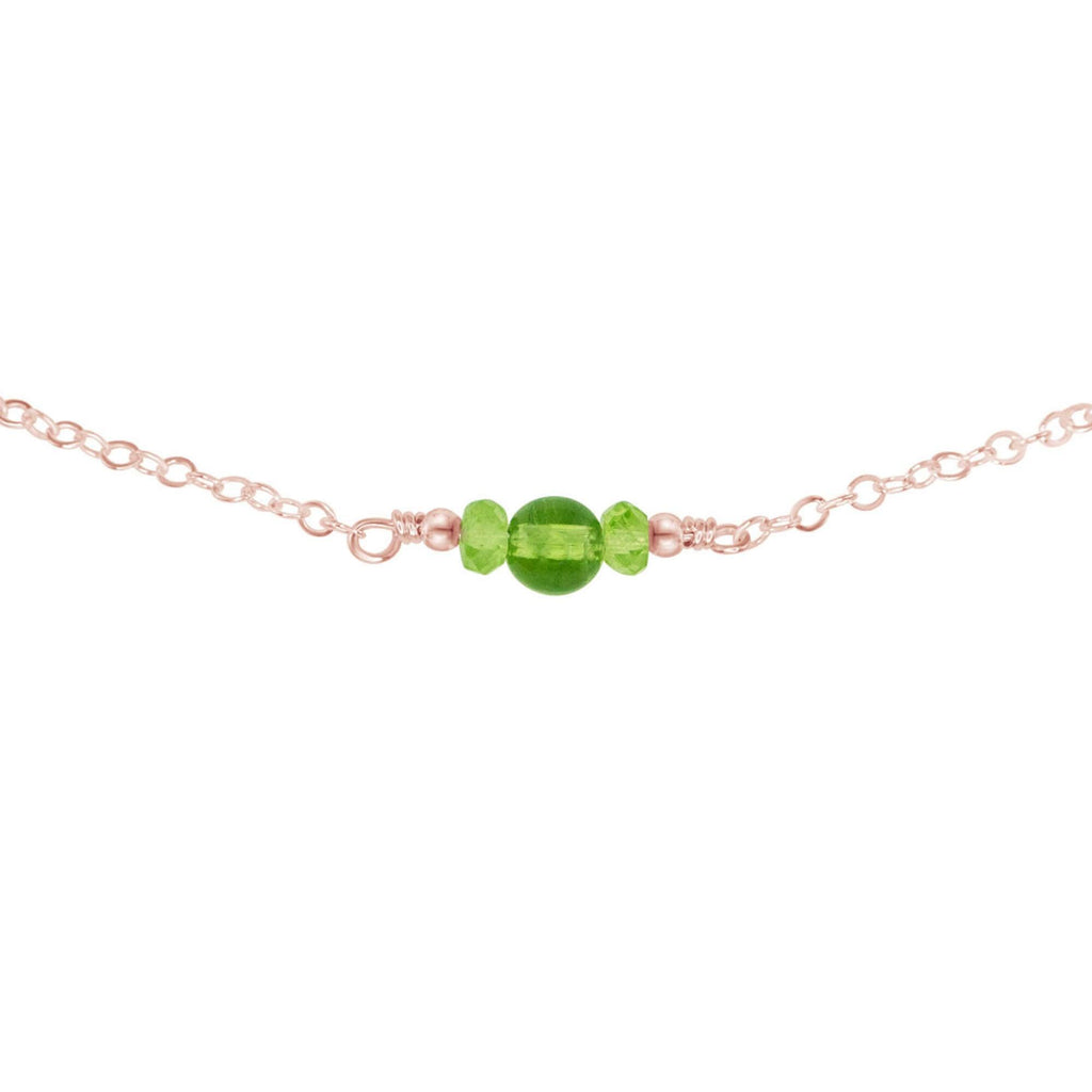 Dainty Peridot Gemstone Choker Necklace - Dainty Peridot Gemstone Choker Necklace - 14k Rose Gold Fill - Luna Tide Handmade Crystal Jewellery