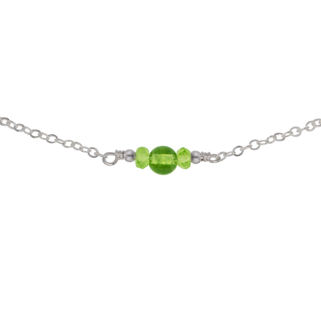 Dainty Peridot Gemstone Choker Necklace - Dainty Peridot Gemstone Choker Necklace - Stainless Steel - Luna Tide Handmade Crystal Jewellery