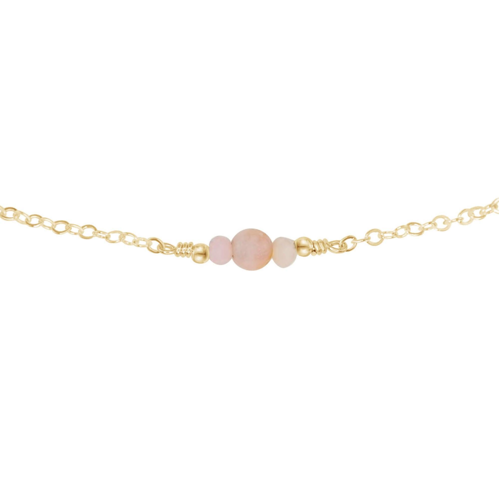 Dainty Pink Peruvian Opal Gemstone Choker Necklace - Dainty Pink Peruvian Opal Gemstone Choker Necklace - 14k Gold Fill - Luna Tide Handmade Crystal Jewellery