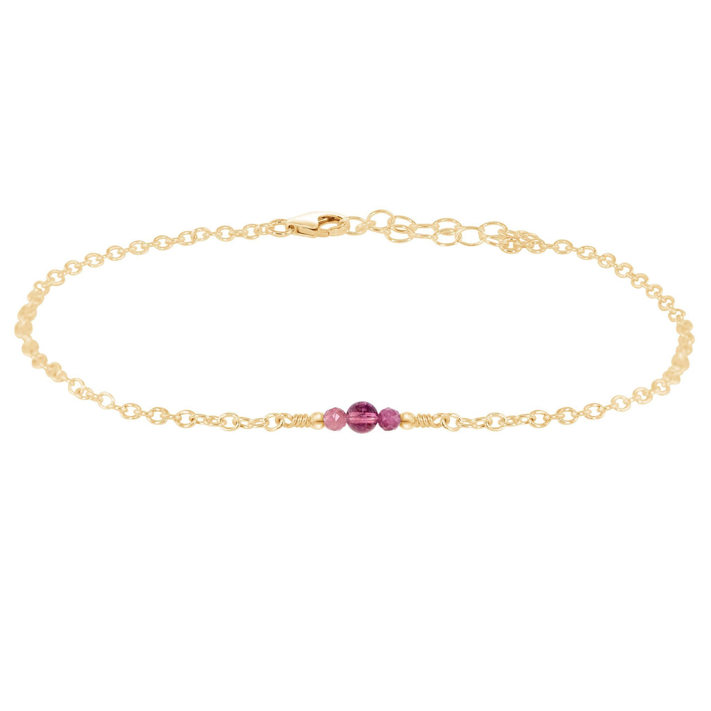 Dainty Pink Tourmaline Gemstone Anklet - Dainty Pink Tourmaline Gemstone Anklet - 14k Gold Fill - Luna Tide Handmade Crystal Jewellery