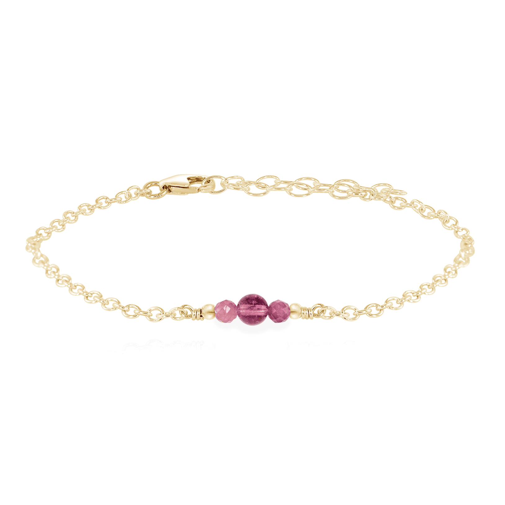 Dainty Pink Tourmaline Gemstone Bracelet - Dainty Pink Tourmaline Gemstone Bracelet - 14k Gold Fill - Luna Tide Handmade Crystal Jewellery