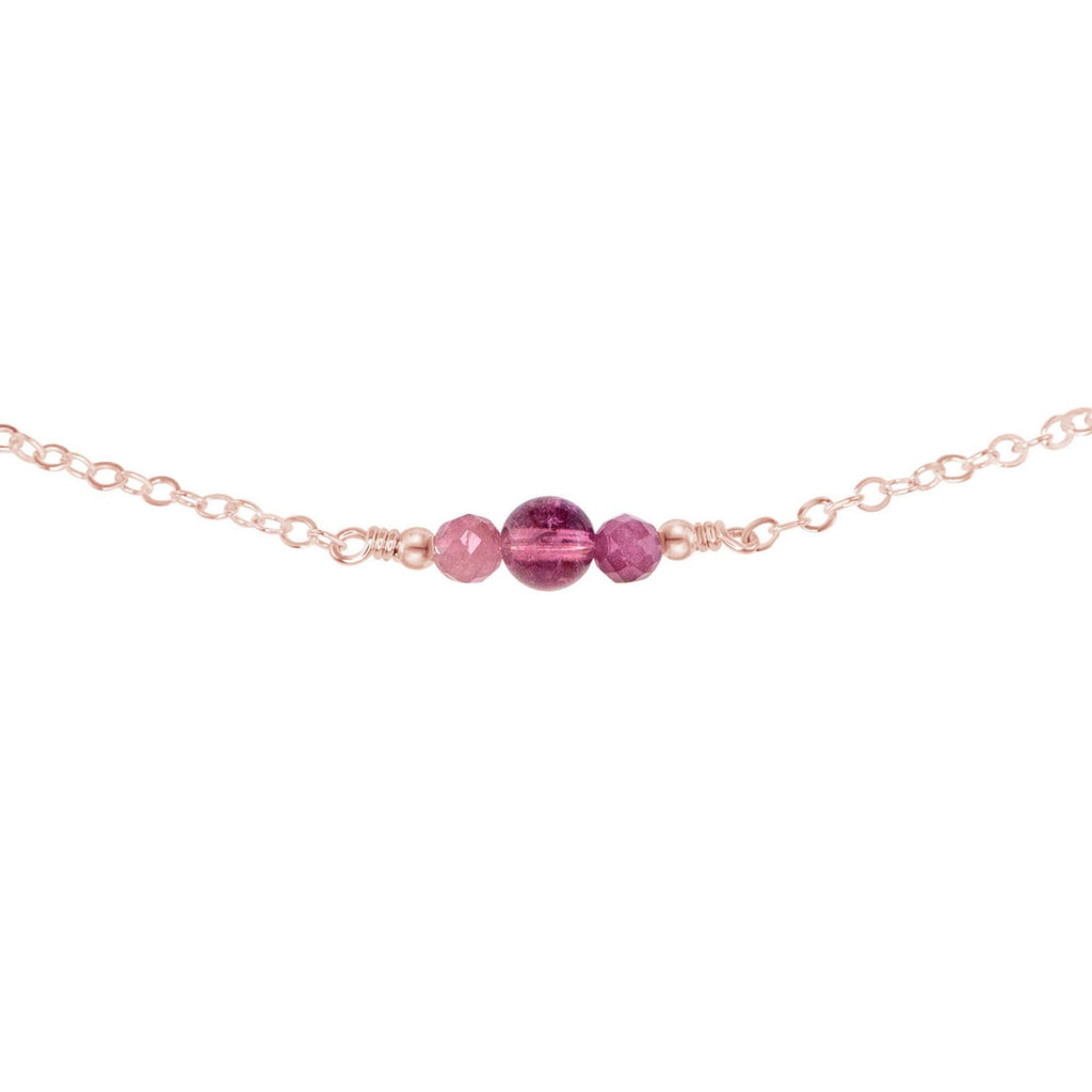 Dainty Pink Tourmaline Gemstone Choker Necklace - Dainty Pink Tourmaline Gemstone Choker Necklace - 14k Rose Gold Fill - Luna Tide Handmade Crystal Jewellery