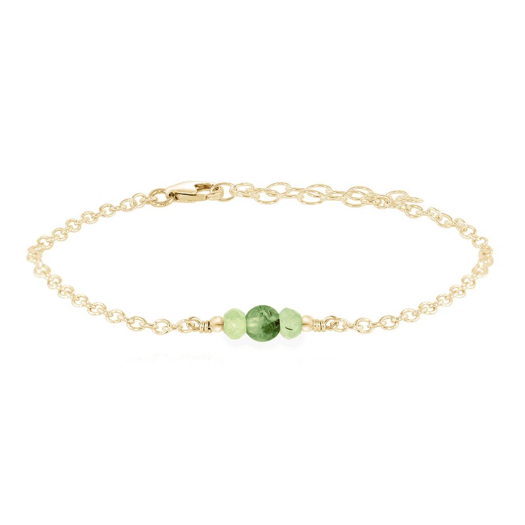 Dainty Prehnite Gemstone Bracelet - Dainty Prehnite Gemstone Bracelet - 14k Gold Fill - Luna Tide Handmade Crystal Jewellery