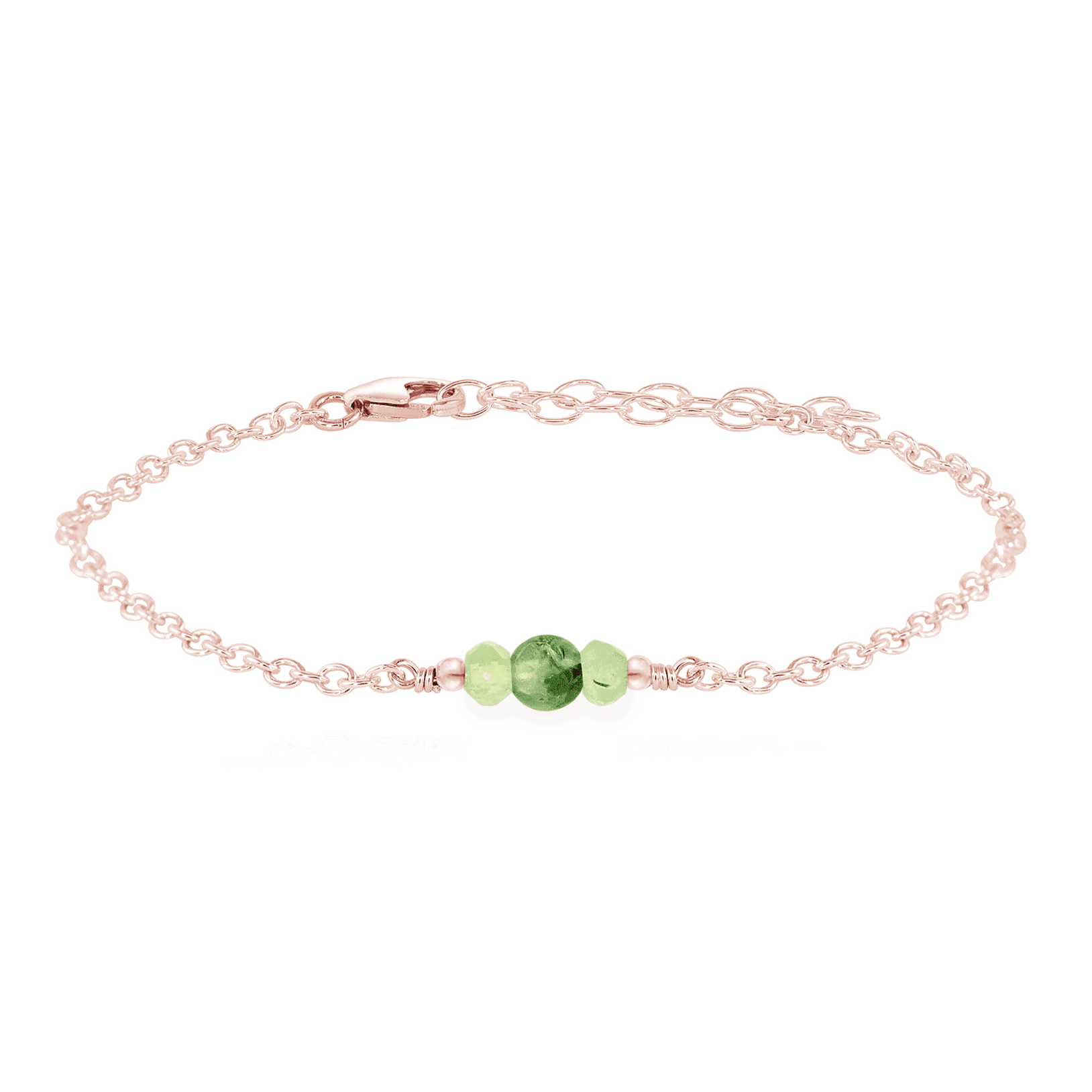 Dainty Prehnite Gemstone Bracelet - Dainty Prehnite Gemstone Bracelet - 14k Rose Gold Fill - Luna Tide Handmade Crystal Jewellery