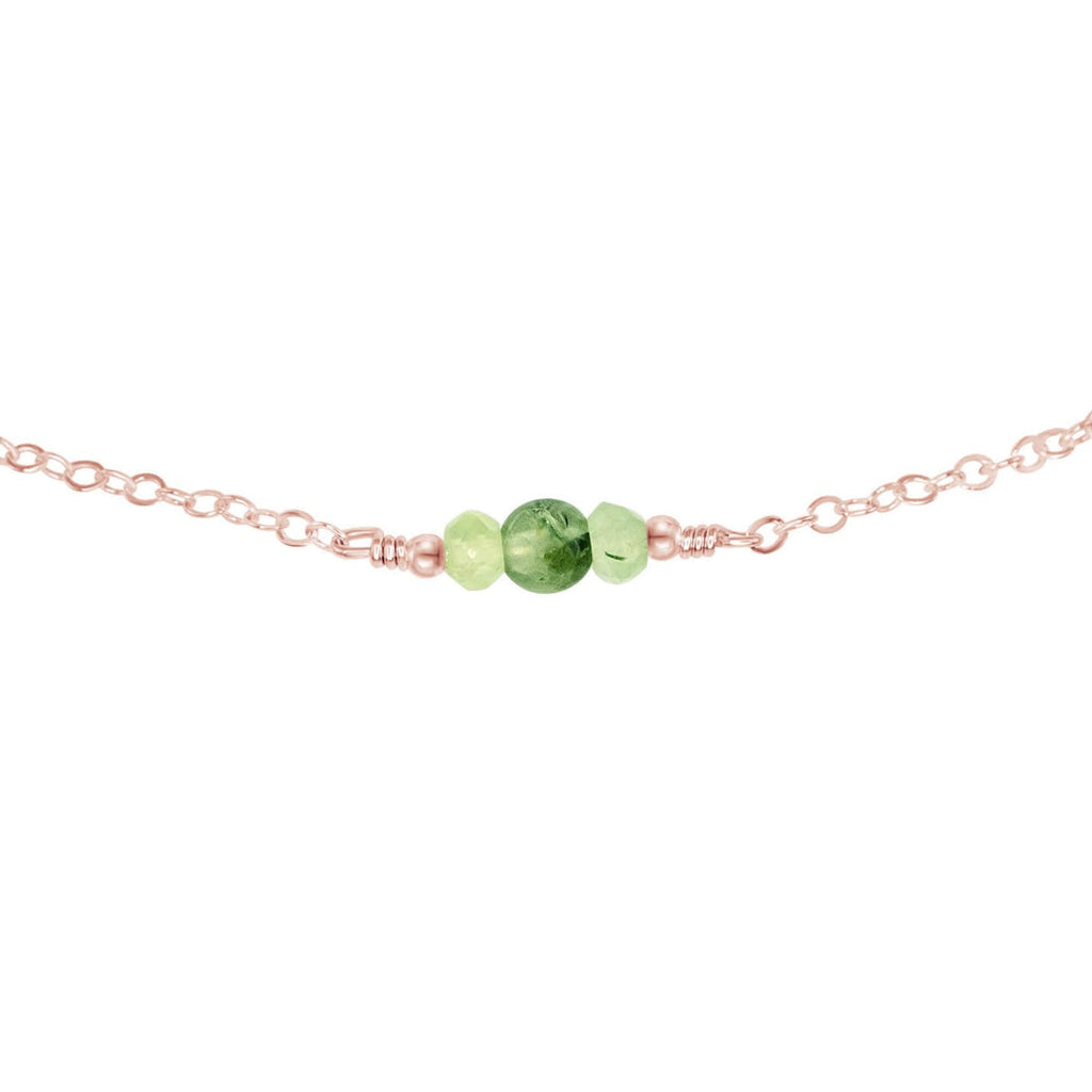 Dainty Prehnite Gemstone Choker Necklace - Dainty Prehnite Gemstone Choker Necklace - 14k Rose Gold Fill - Luna Tide Handmade Crystal Jewellery