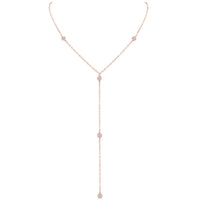 Dainty Y Necklace - Rainbow Moonstone - 14K Rose Gold Fill - Luna Tide Handmade Jewellery