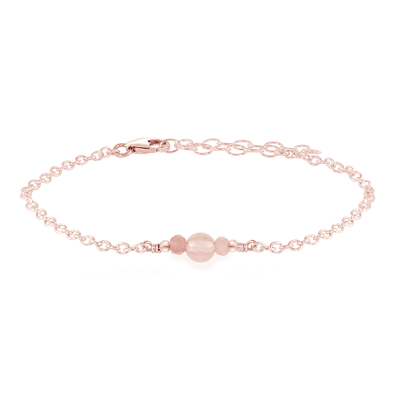 Dainty Rose Quartz Gemstone Bracelet - Dainty Rose Quartz Gemstone Bracelet - 14k Rose Gold Fill - Luna Tide Handmade Crystal Jewellery
