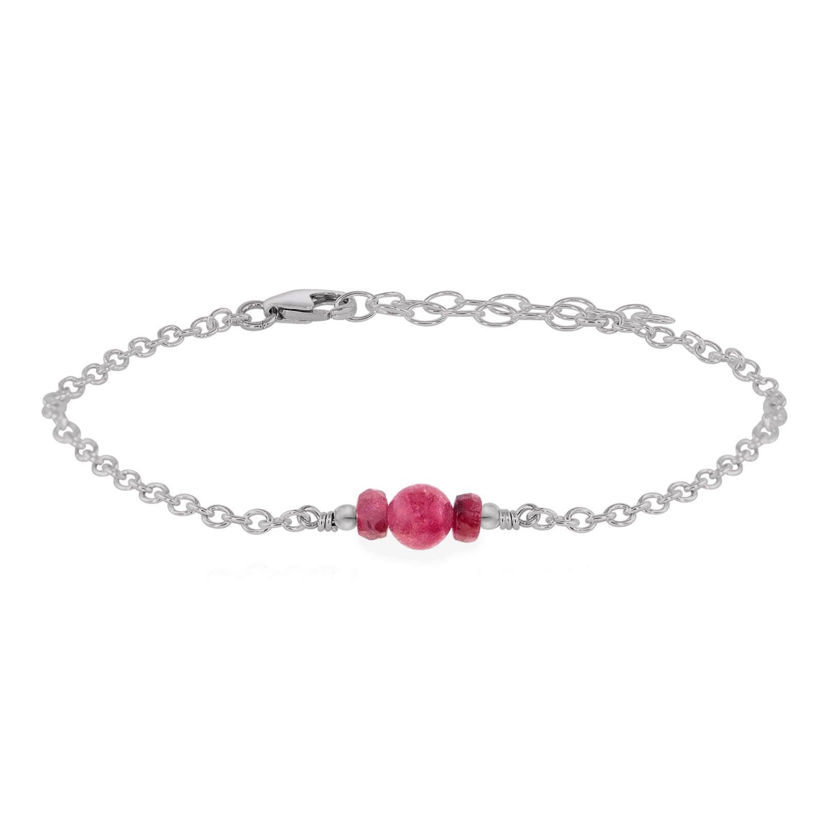 Dainty Ruby Gemstone Bracelet - Dainty Ruby Gemstone Bracelet - Stainless Steel - Luna Tide Handmade Crystal Jewellery