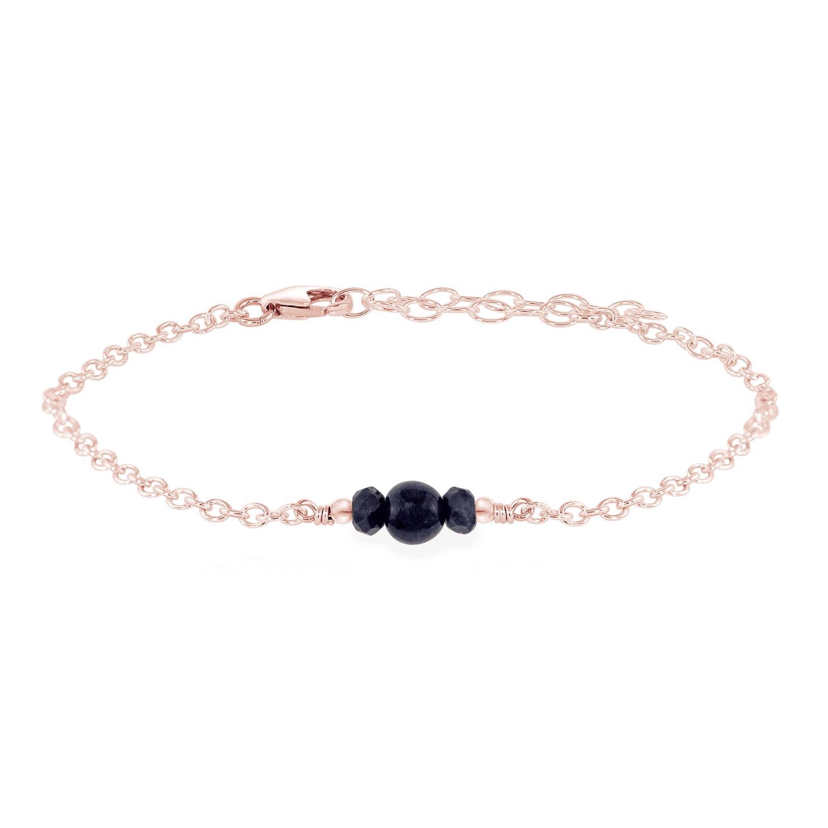 Dainty Sapphire Gemstone Bracelet - Dainty Sapphire Gemstone Bracelet - 14k Rose Gold Fill - Luna Tide Handmade Crystal Jewellery