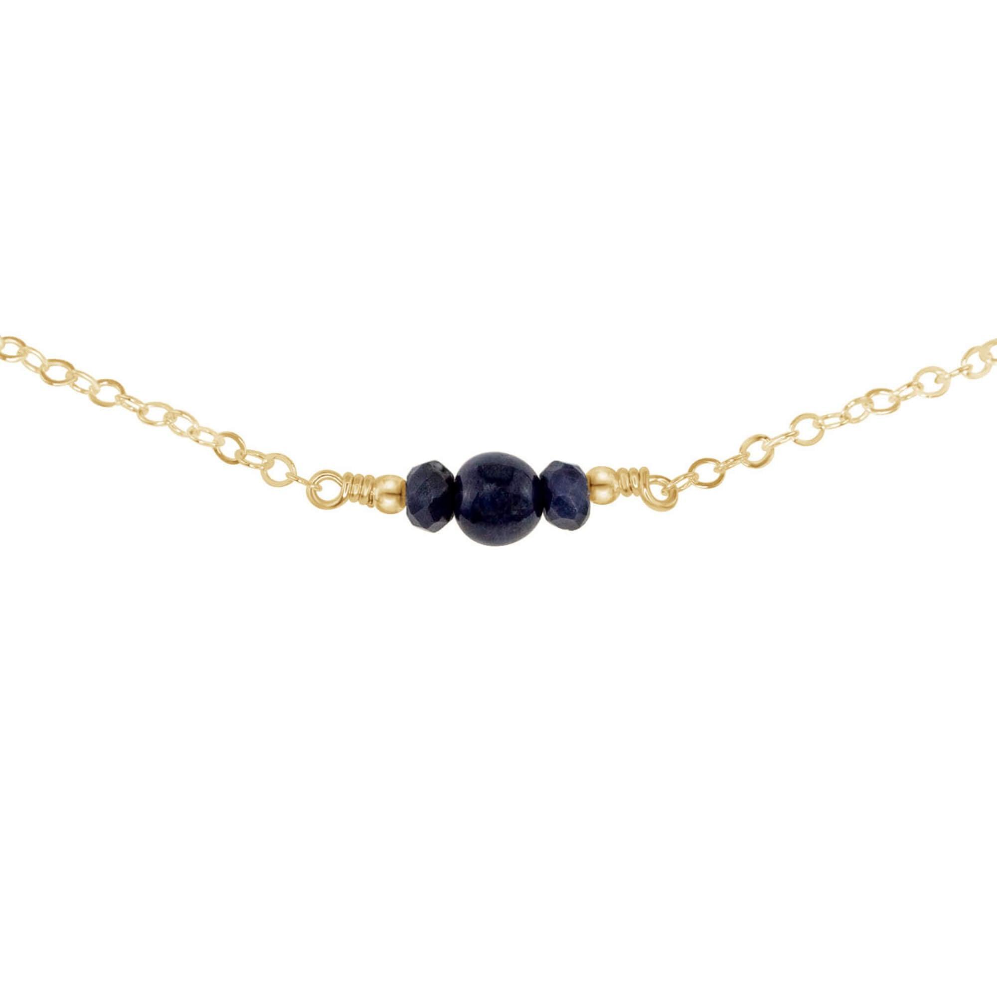 Dainty Sapphire Gemstone Choker Necklace - Dainty Sapphire Gemstone Choker Necklace - 14k Gold Fill - Luna Tide Handmade Crystal Jewellery