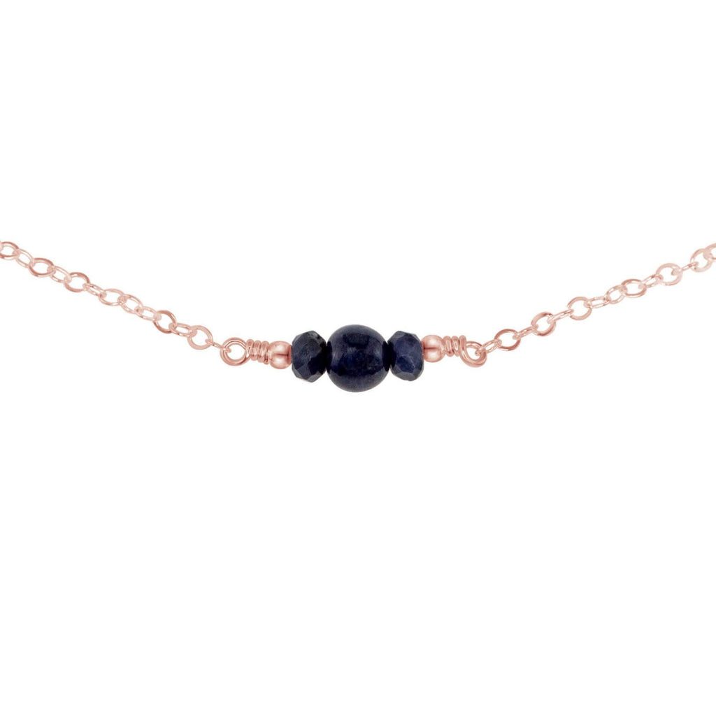 Dainty Sapphire Gemstone Choker Necklace - Dainty Sapphire Gemstone Choker Necklace - 14k Rose Gold Fill - Luna Tide Handmade Crystal Jewellery
