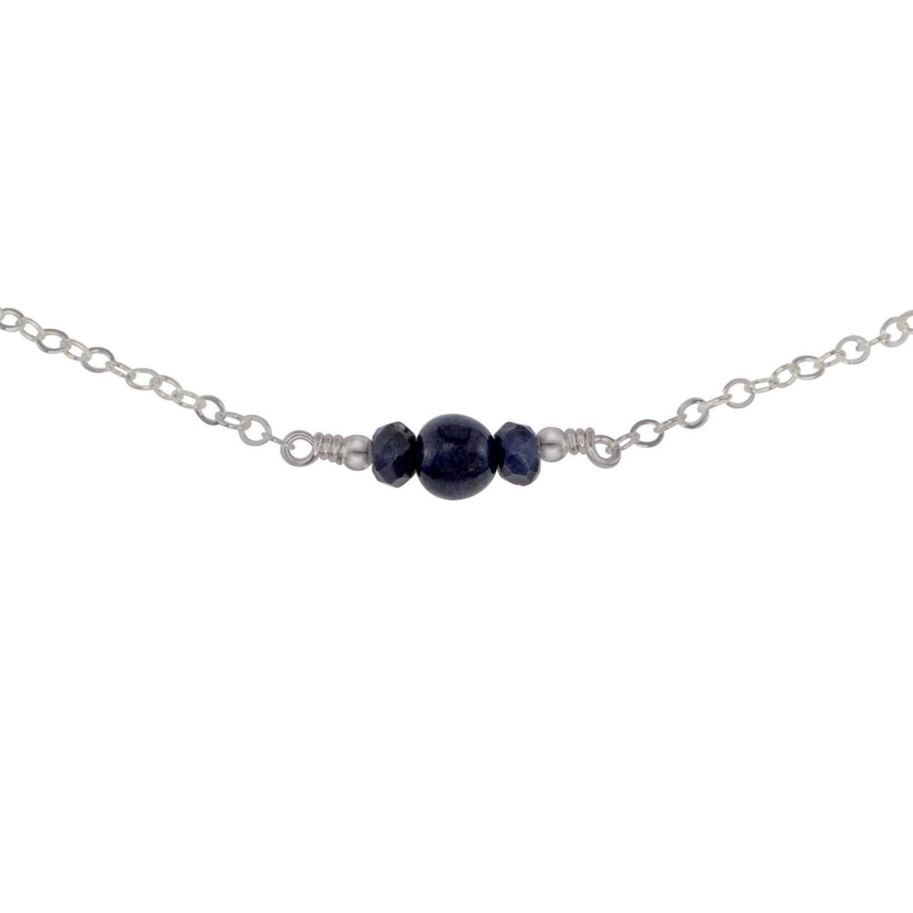 Dainty Sapphire Gemstone Choker Necklace - Dainty Sapphire Gemstone Choker Necklace - Stainless Steel - Luna Tide Handmade Crystal Jewellery