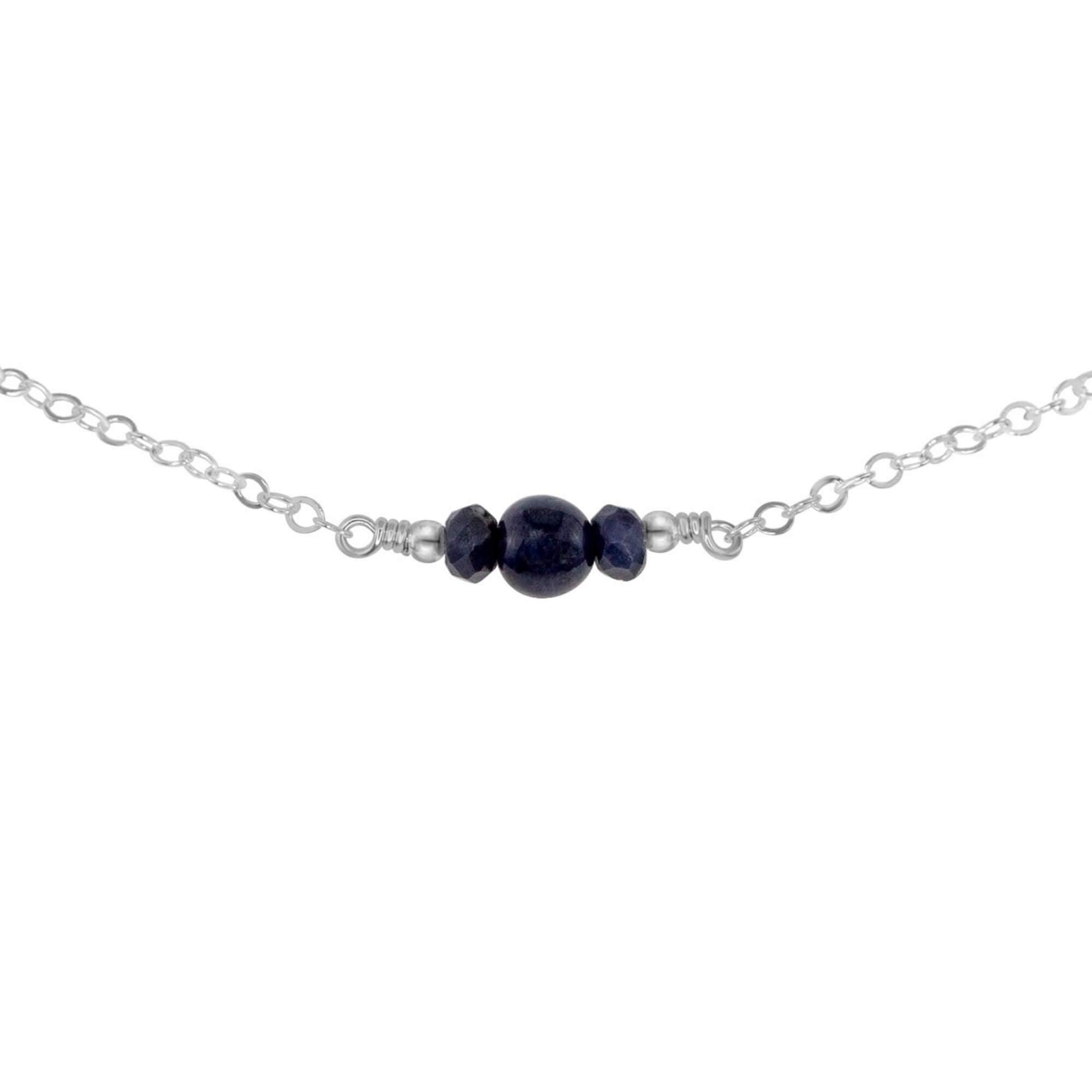 Dainty Sapphire Gemstone Choker Necklace - Dainty Sapphire Gemstone Choker Necklace - Sterling Silver - Luna Tide Handmade Crystal Jewellery