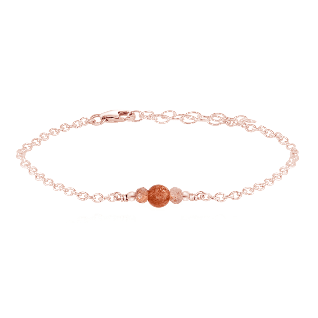 Dainty Sunstone Gemstone Bracelet - Dainty Sunstone Gemstone Bracelet - 14k Rose Gold Fill - Luna Tide Handmade Crystal Jewellery