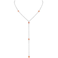 Dainty Y Necklace - Sunstone - Stainless Steel - Luna Tide Handmade Jewellery