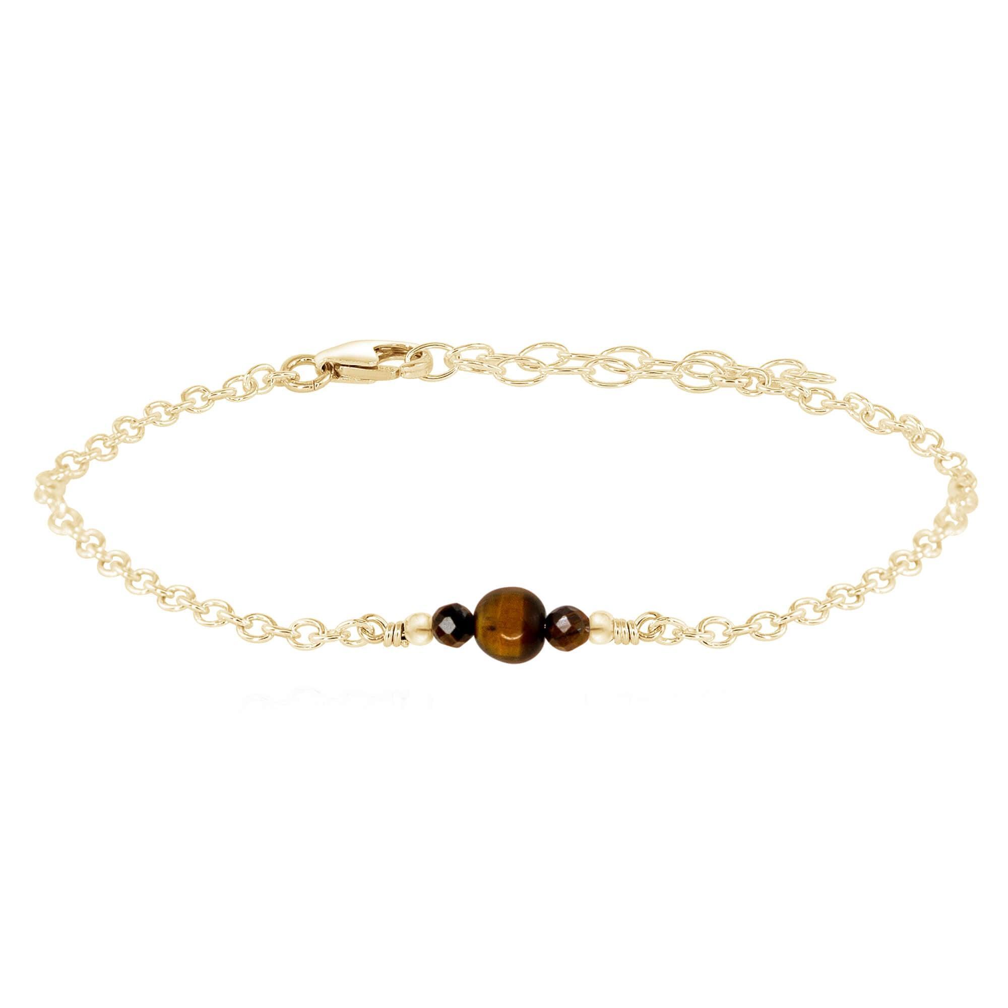 Dainty Tiger's Eye Gemstone Bracelet - Dainty Tiger's Eye Gemstone Bracelet - 14k Gold Fill - Luna Tide Handmade Crystal Jewellery