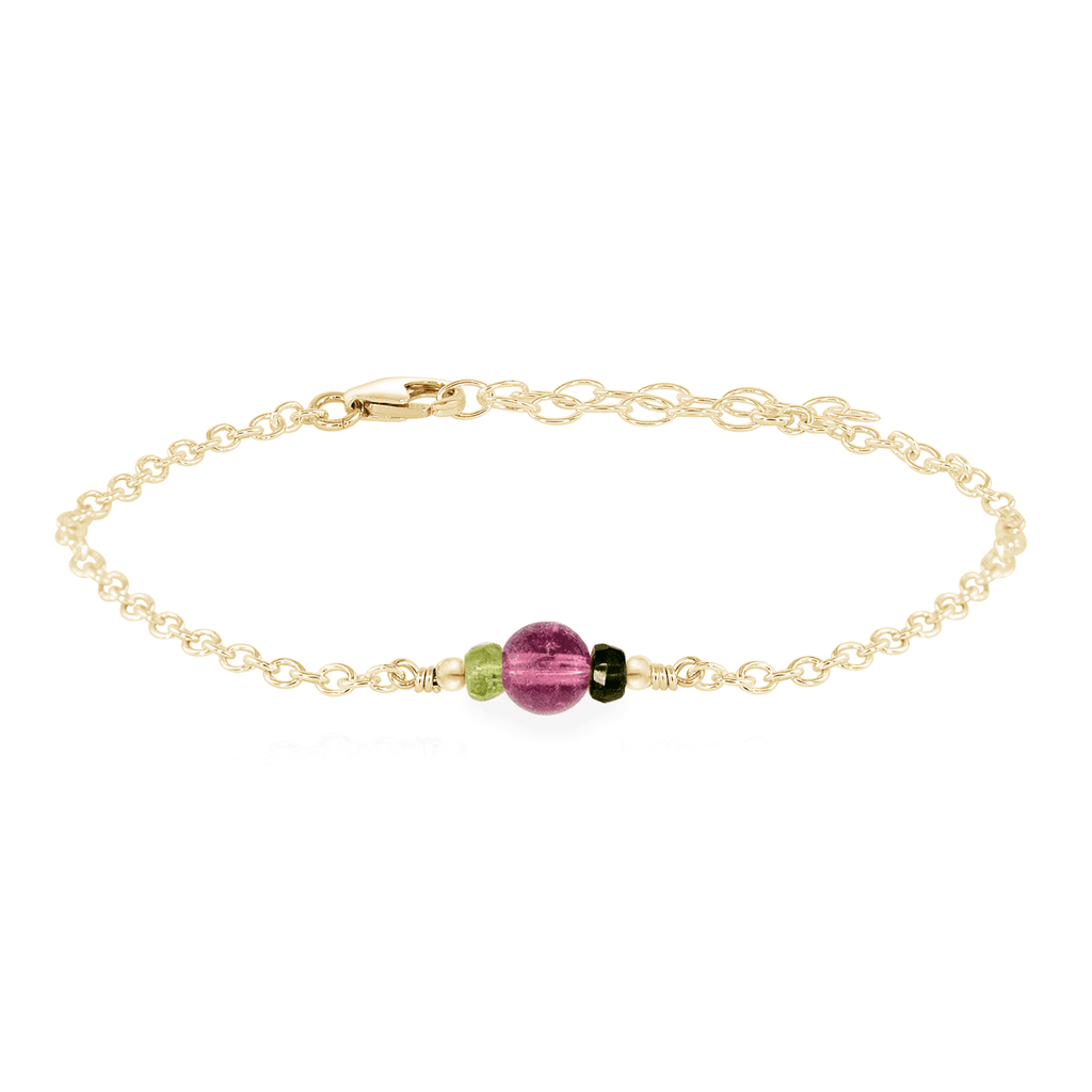 Dainty Tourmaline Gemstone Bracelet - Dainty Tourmaline Gemstone Bracelet - 14k Gold Fill - Luna Tide Handmade Crystal Jewellery