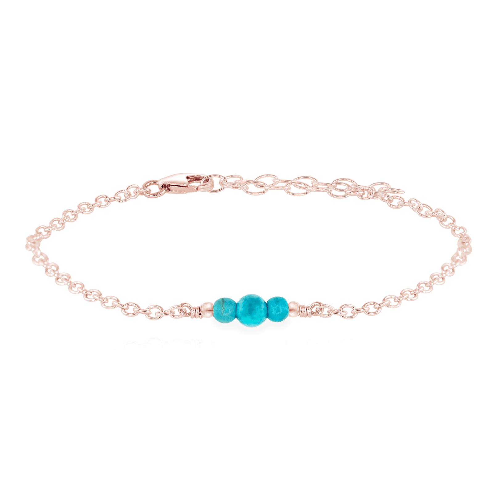 Dainty Turquoise Gemstone Bracelet - Dainty Turquoise Gemstone Bracelet - 14k Rose Gold Fill - Luna Tide Handmade Crystal Jewellery