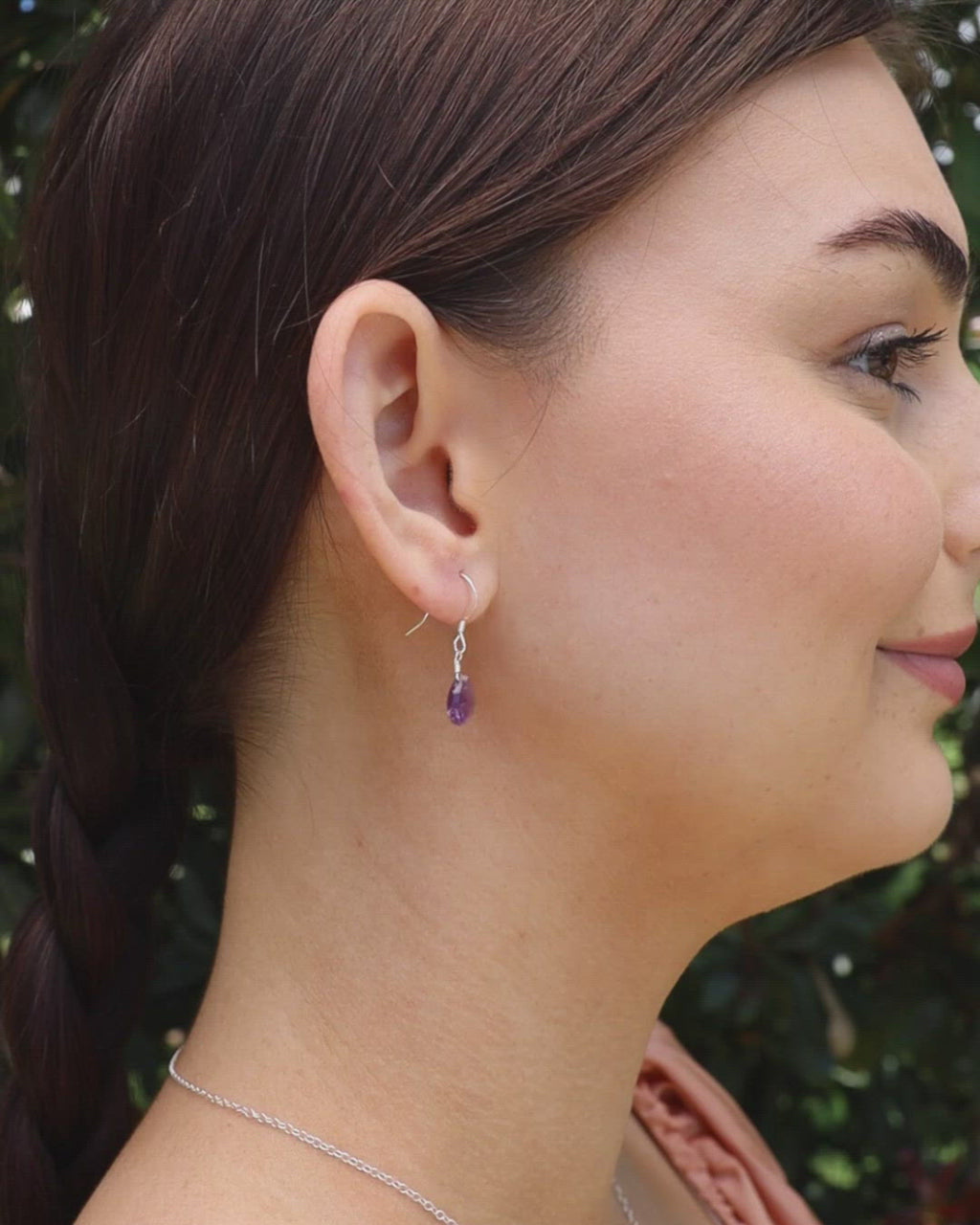 Amethyst Gemstone Teardrop Dangle Earrings