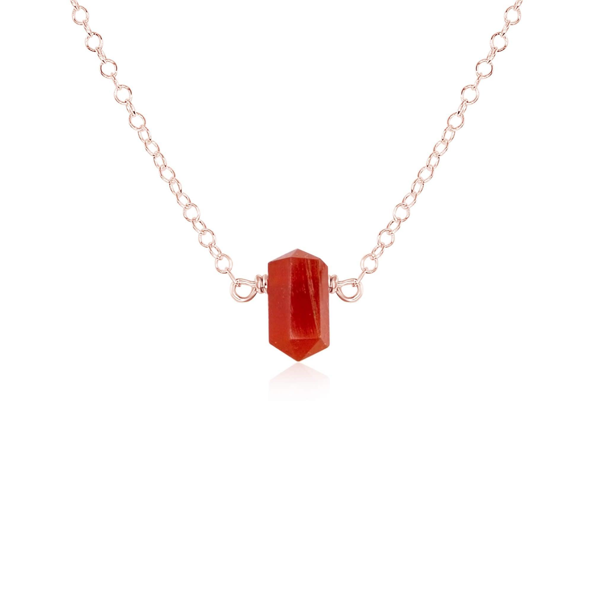 Double Terminated Carnelian Mini Crystal Point Necklace - Double Terminated Carnelian Mini Crystal Point Necklace - 14k Rose Gold Fill - Luna Tide Handmade Crystal Jewellery