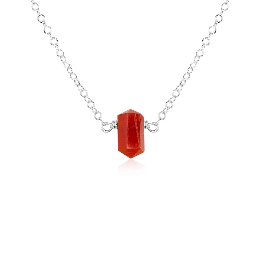 Double Terminated Carnelian Mini Crystal Point Necklace - Double Terminated Carnelian Mini Crystal Point Necklace - Sterling Silver - Luna Tide Handmade Crystal Jewellery