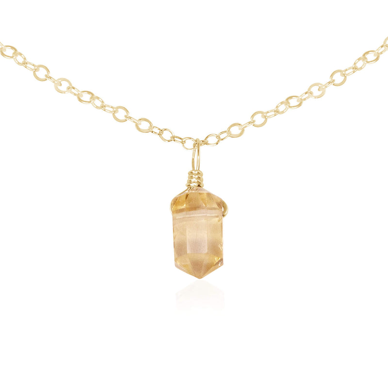 Double Terminated Crystal Pendant Choker - Citrine - 14K Gold Fill - Luna Tide Handmade Jewellery