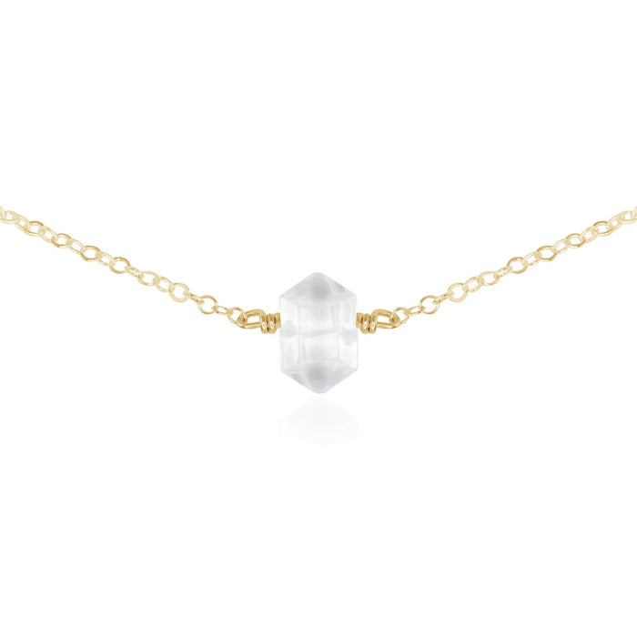 Double Terminated Crystal Choker - Crystal Quartz - 14K Gold Fill - Luna Tide Handmade Jewellery