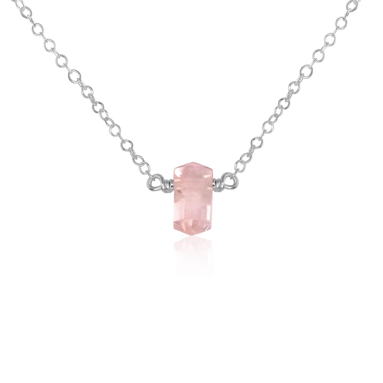 Double Terminated Rose Quartz Mini Crystal Point Necklace - Double Terminated Rose Quartz Mini Crystal Point Necklace - Sterling Silver - Luna Tide Handmade Crystal Jewellery