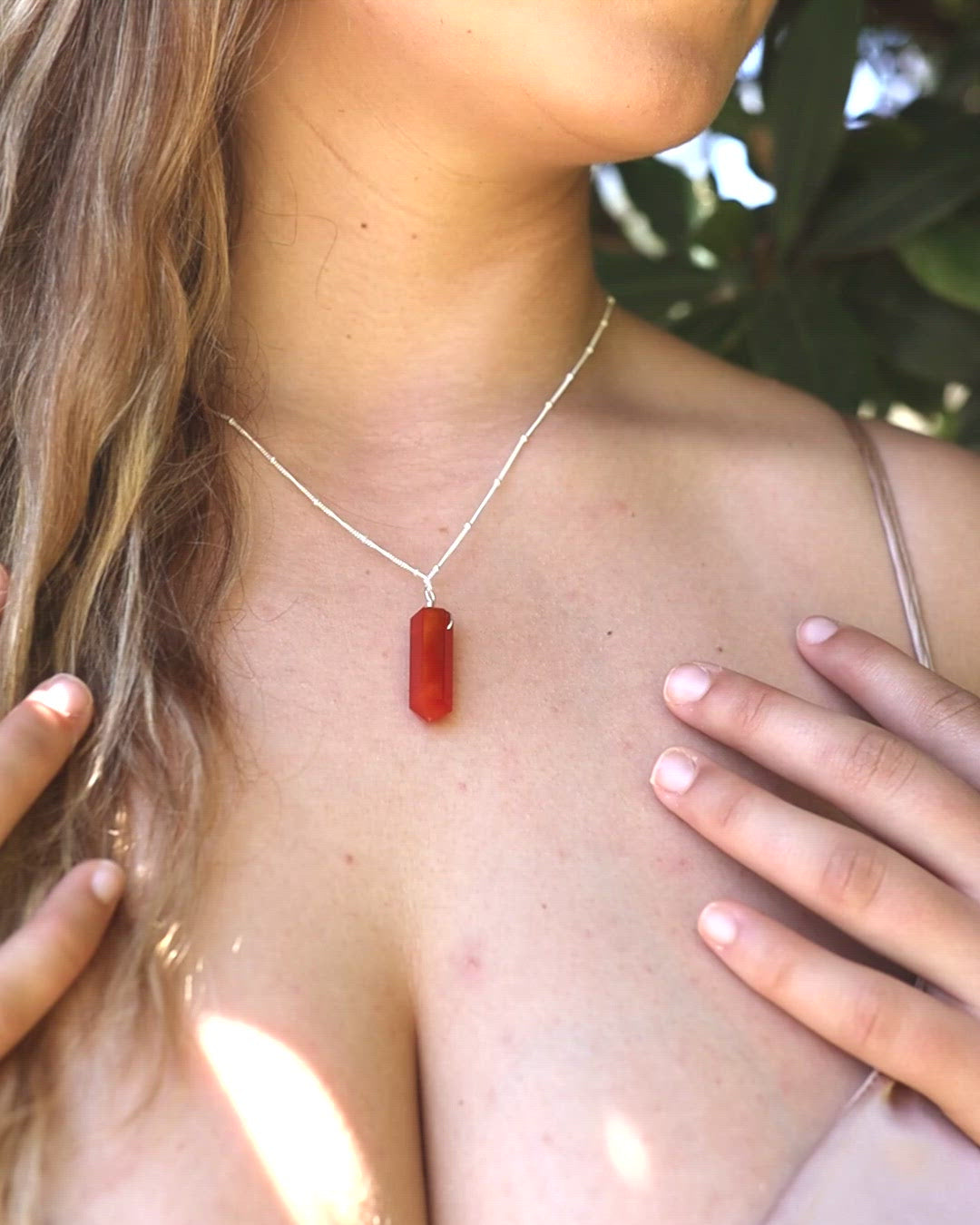 Carnelian Gemstone Generator Tower Point Pendant Necklace