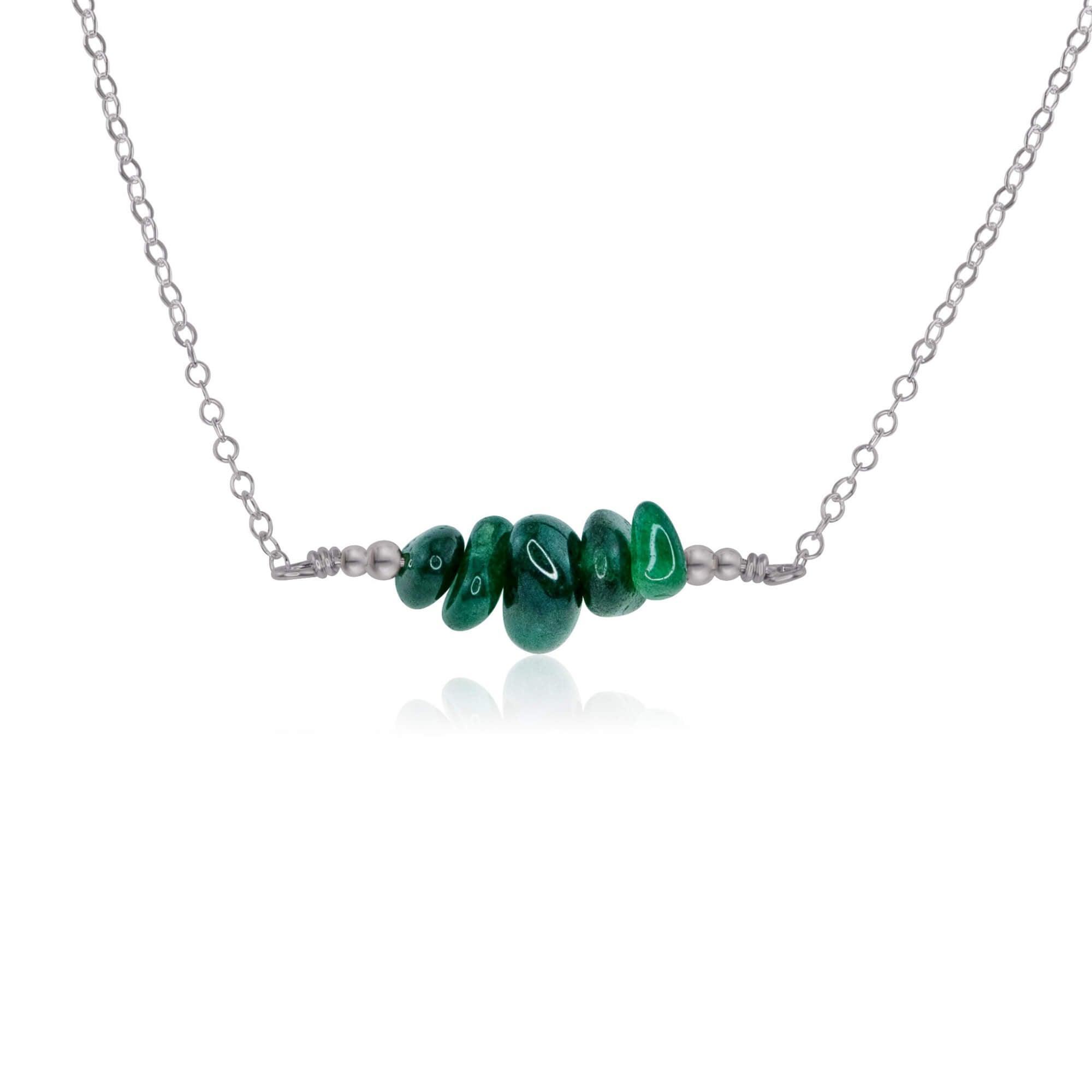 Emerald Chip Bead Bar Necklace - Emerald Chip Bead Bar Necklace - Stainless Steel - Luna Tide Handmade Crystal Jewellery