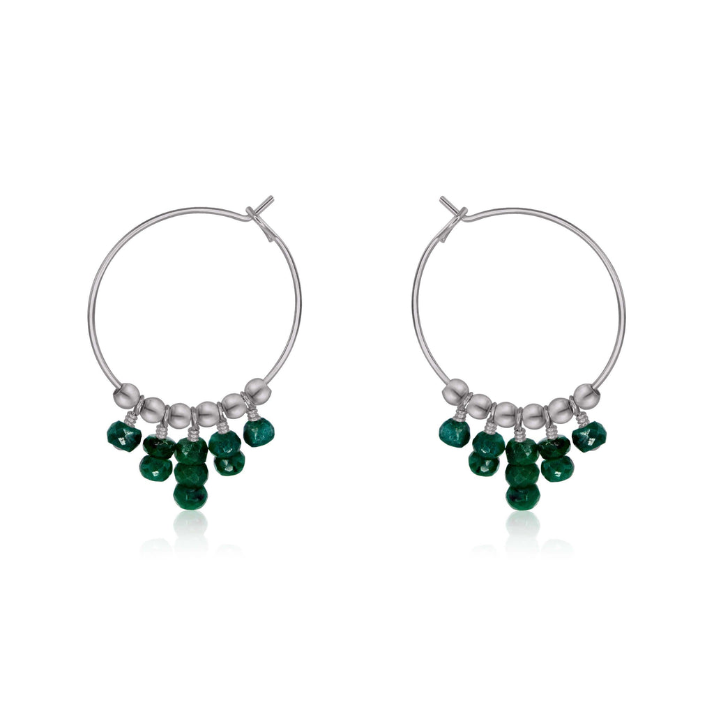 Emerald Statement Hoop Earrings - Emerald Statement Hoop Earrings - Stainless Steel - Luna Tide Handmade Crystal Jewellery