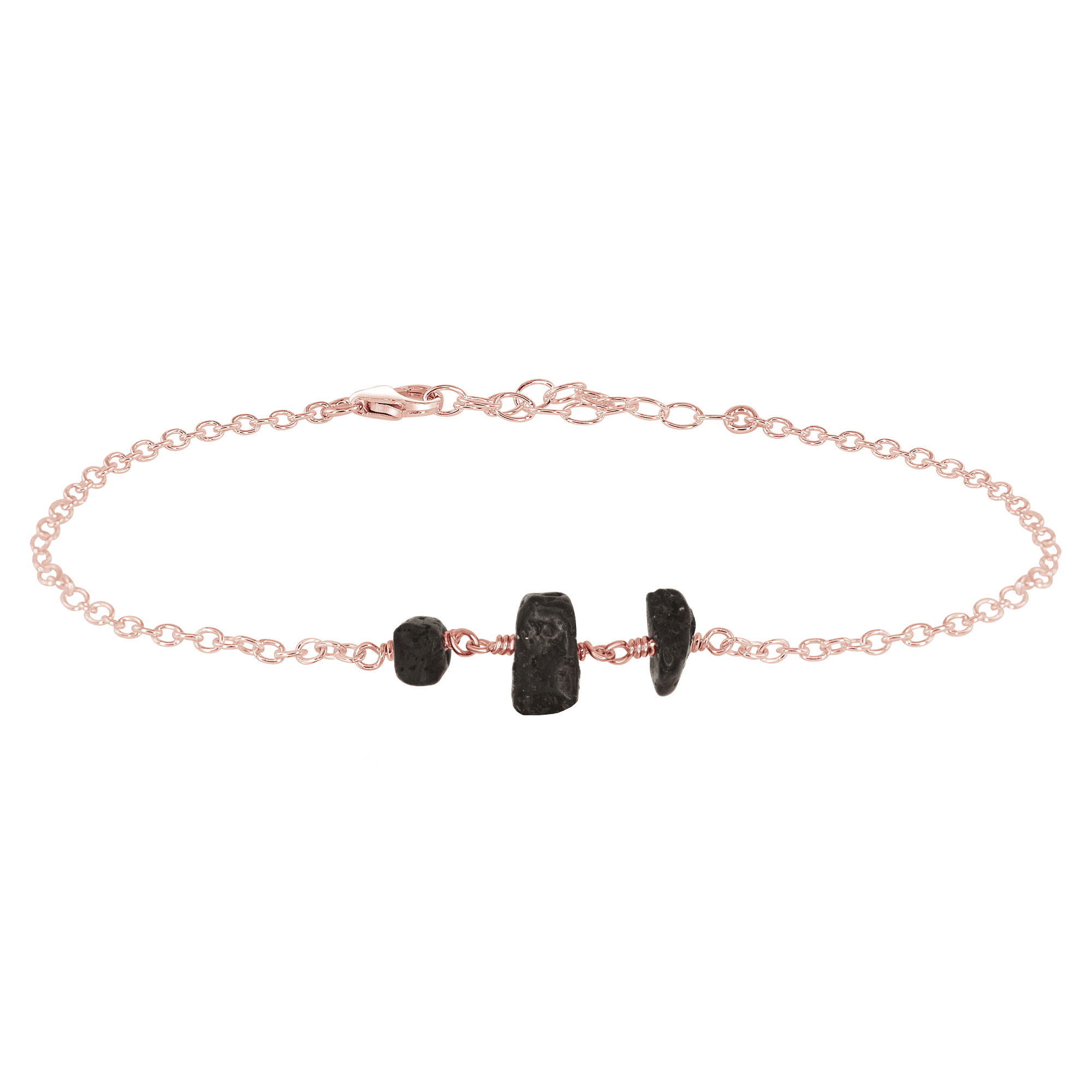 Essential Oil Lava Stone Beaded Chain Anklet - Essential Oil Lava Stone Beaded Chain Anklet - 14k Rose Gold Fill - Luna Tide Handmade Crystal Jewellery