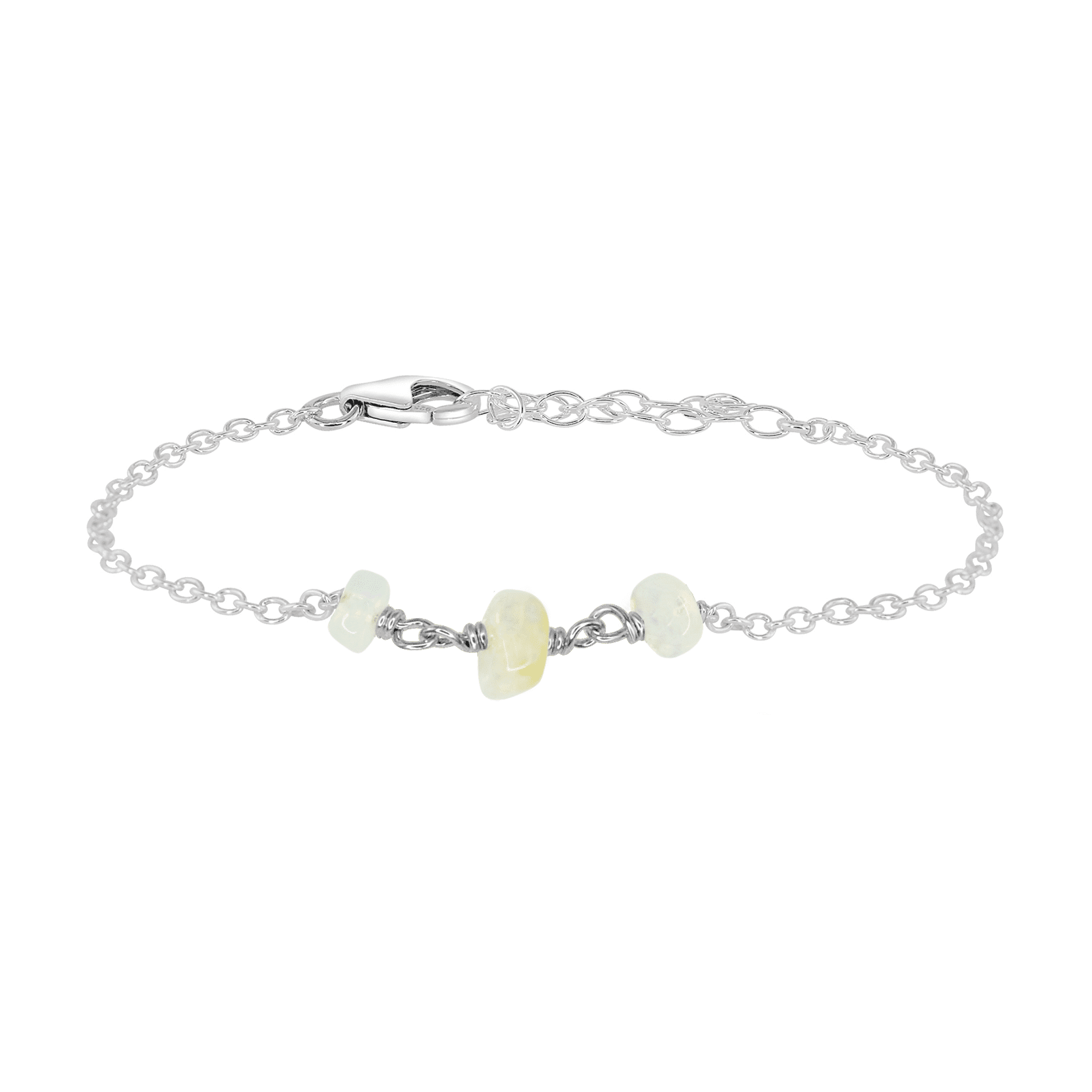 Ethiopian Opal Beaded Chain Bracelet - Ethiopian Opal Beaded Chain Bracelet - Sterling Silver - Luna Tide Handmade Crystal Jewellery