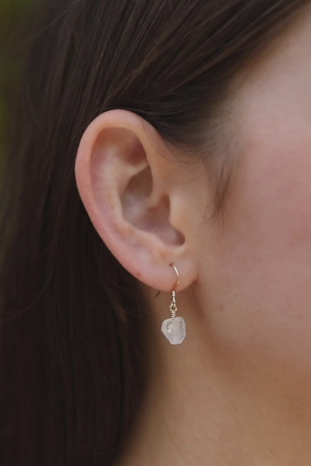 Raw Clear Crystal Quartz Crystal Dangle Drop Earrings