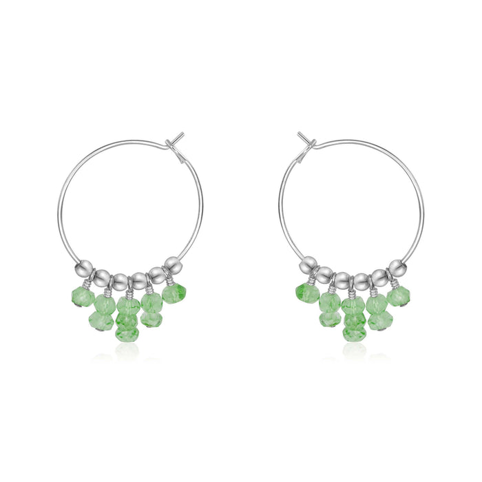 Green Aventurine Statement Hoop Earrings - Green Aventurine Statement Hoop Earrings - Sterling Silver - Luna Tide Handmade Crystal Jewellery