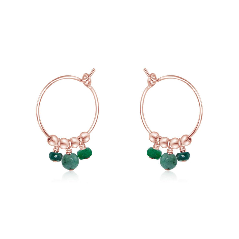 Hoop Earrings - Emerald - 14K Rose Gold Fill - Luna Tide Handmade Jewellery