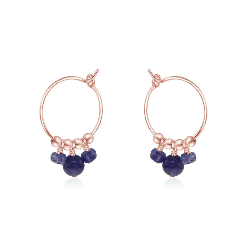 Hoop Earrings - Iolite - 14K Rose Gold Fill - Luna Tide Handmade Jewellery