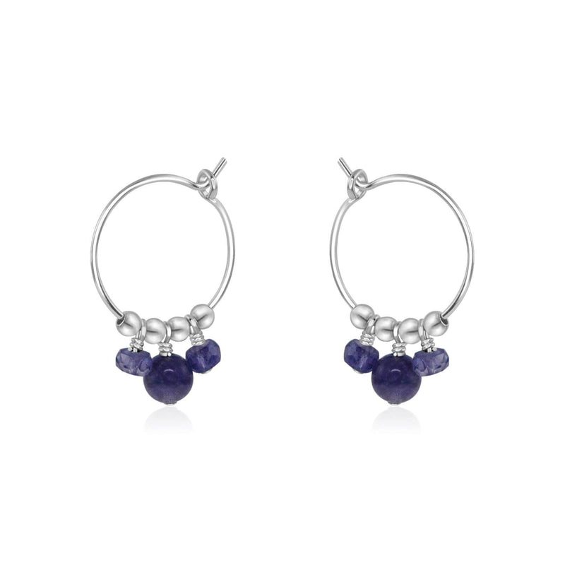 Hoop Earrings - Iolite - Sterling Silver - Luna Tide Handmade Jewellery