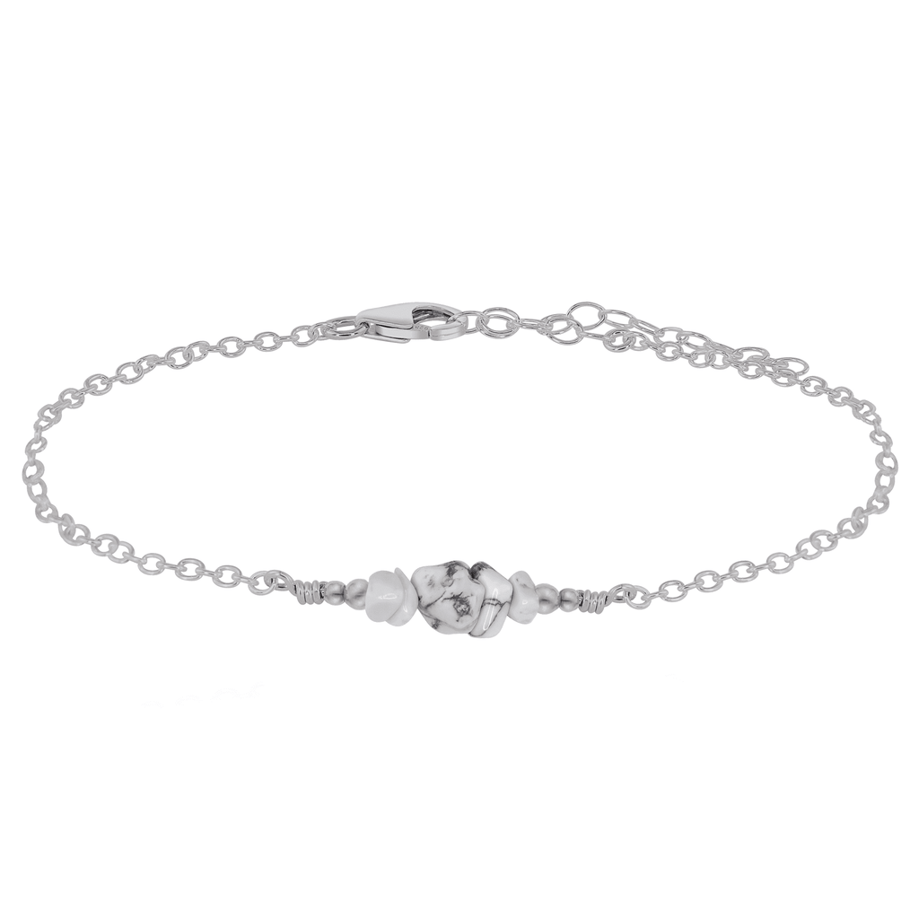 Howlite Chip Bead Bar Anklet - Howlite Chip Bead Bar Anklet - Stainless Steel - Luna Tide Handmade Crystal Jewellery