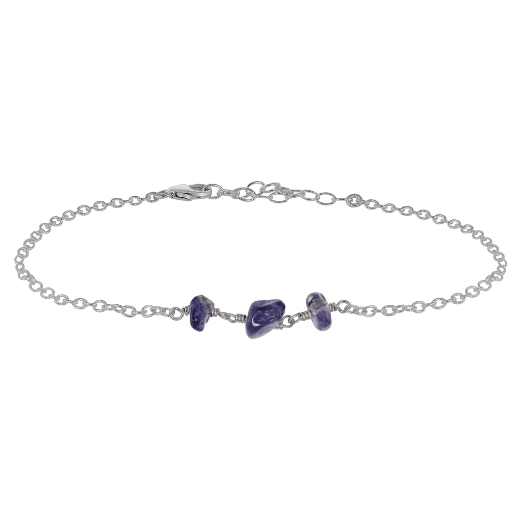 Iolite Beaded Chain Anklet - Iolite Beaded Chain Anklet - Stainless Steel - Luna Tide Handmade Crystal Jewellery
