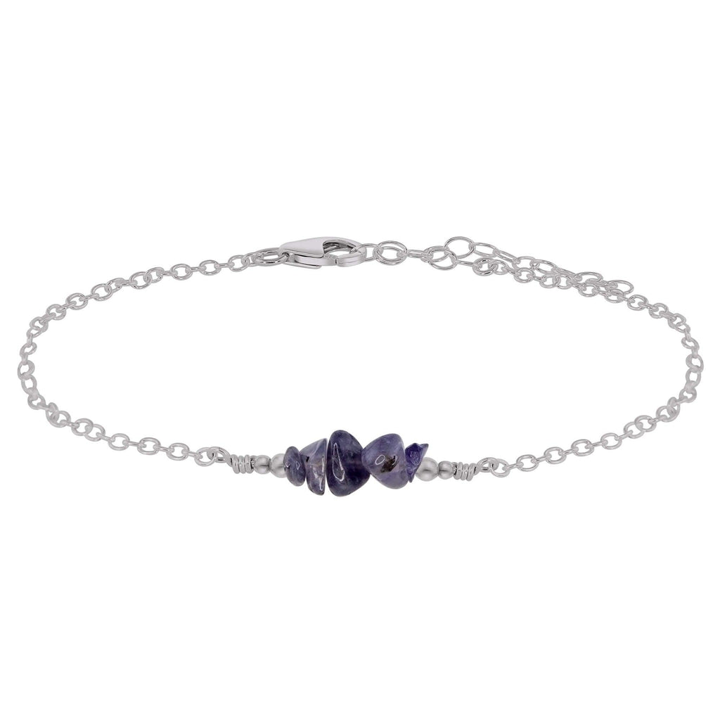 Iolite Chip Bead Bar Anklet - Iolite Chip Bead Bar Anklet - Sterling Silver - Luna Tide Handmade Crystal Jewellery