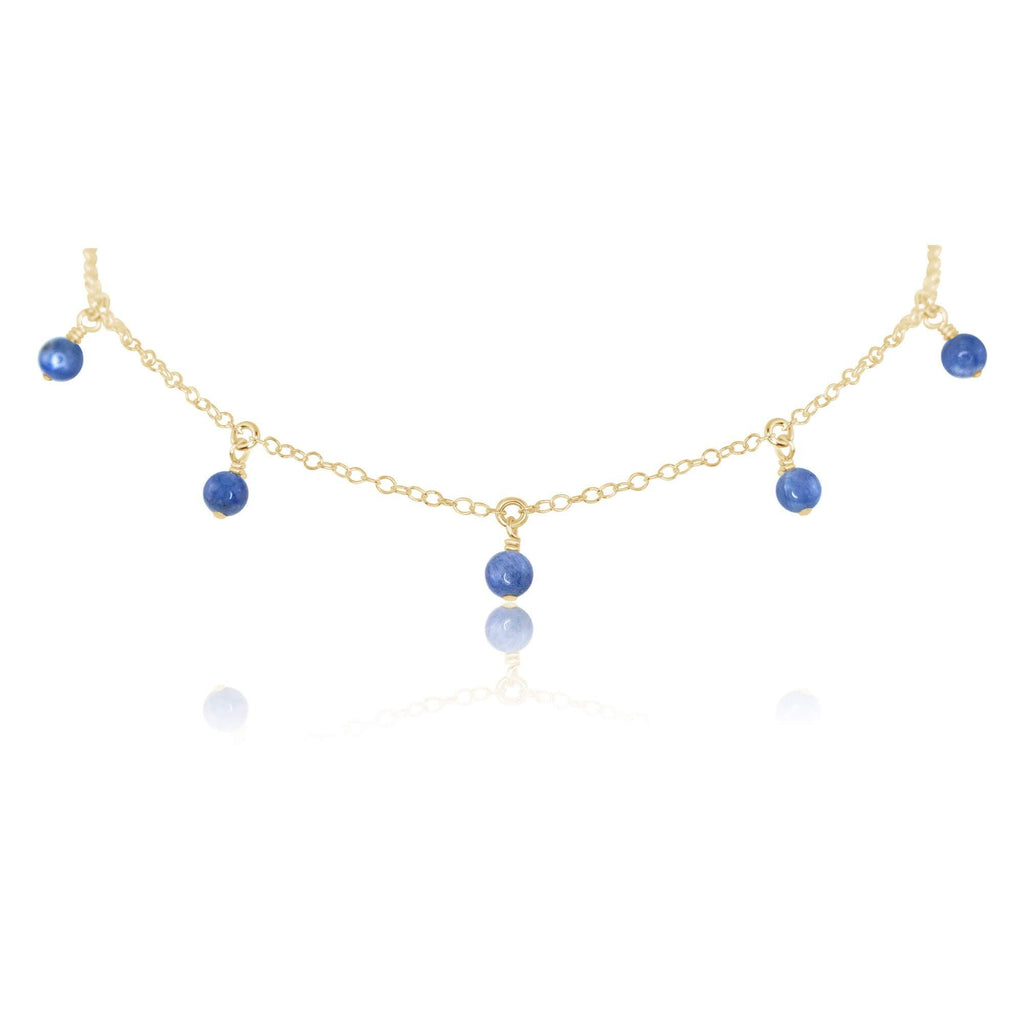 Kyanite Bead Drop Choker - Kyanite Bead Drop Choker - 14k Gold Fill - Luna Tide Handmade Crystal Jewellery