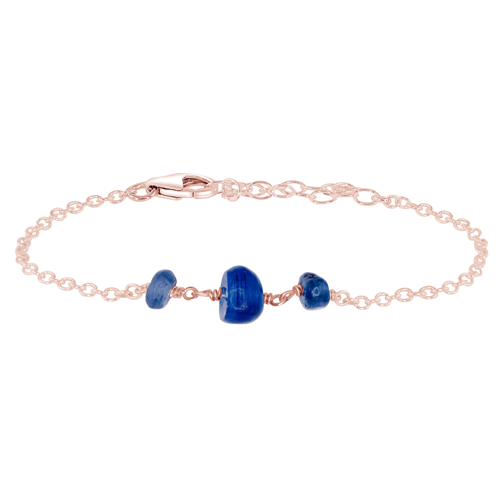 Kyanite Beaded Chain Bracelet - Kyanite Beaded Chain Bracelet - 14k Rose Gold Fill - Luna Tide Handmade Crystal Jewellery