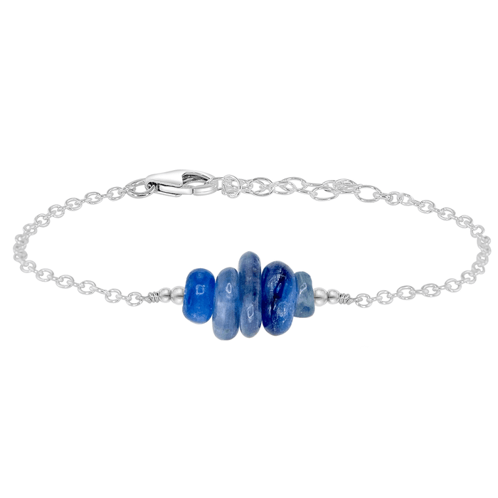 Kyanite Chip Bead Bar Bracelet - Kyanite Chip Bead Bar Bracelet - Sterling Silver - Luna Tide Handmade Crystal Jewellery