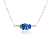 Chip Bead Bar Necklace - Kyanite - 14K Rose Gold Fill - Luna Tide Handmade Jewellery
