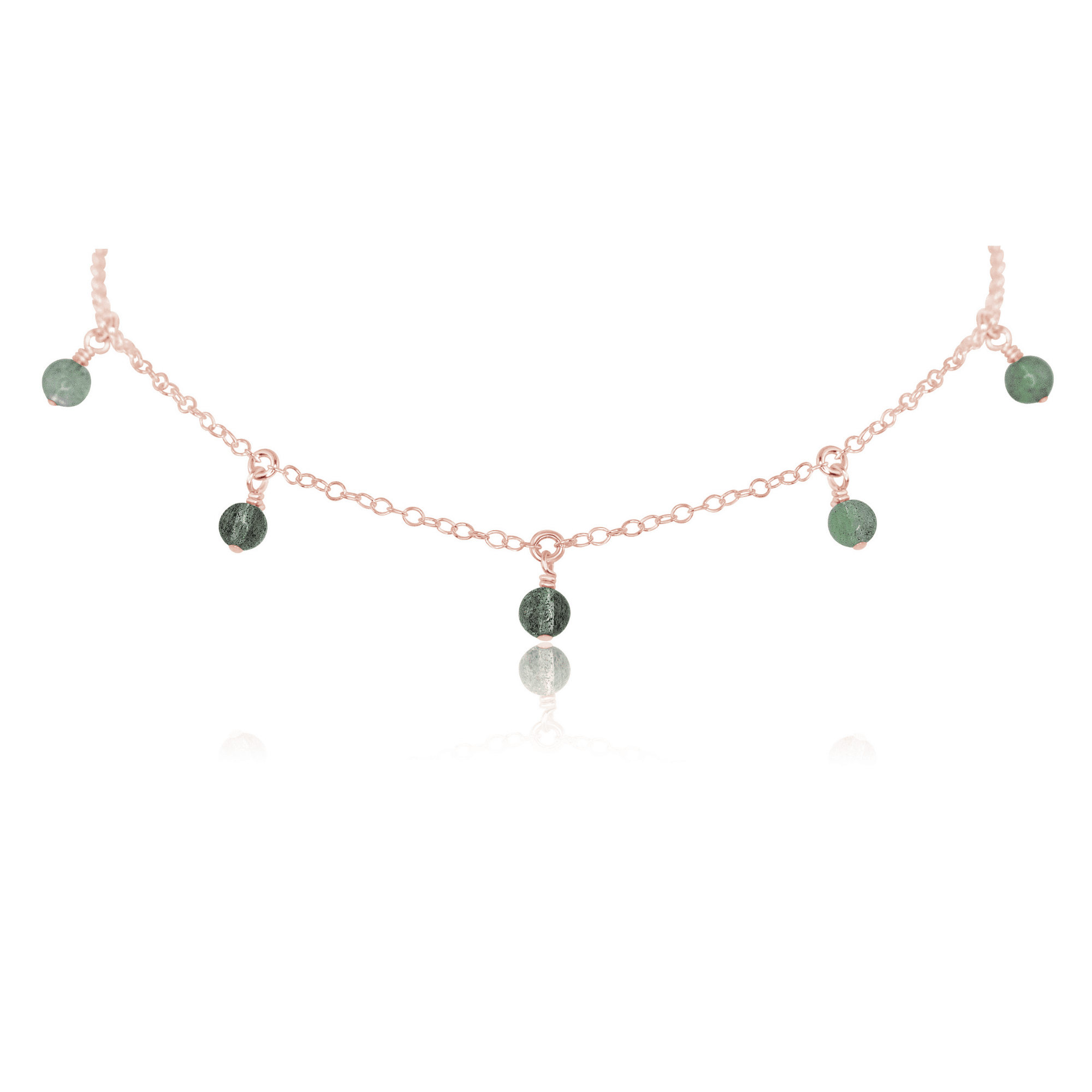 Labradorite Bead Drop Choker - Labradorite Bead Drop Choker - 14k Rose Gold Fill - Luna Tide Handmade Crystal Jewellery