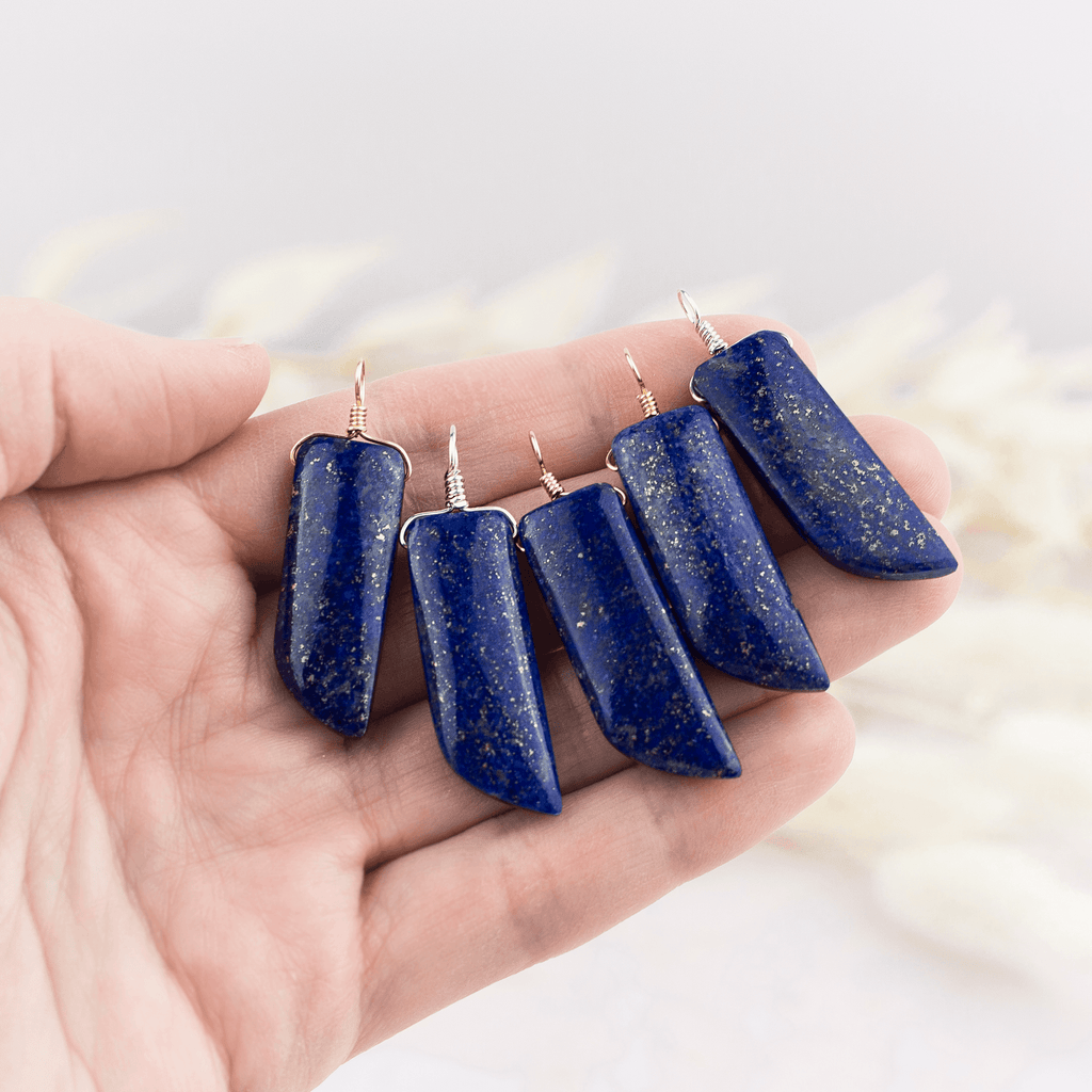 Lapis Lazuli Smooth Point Pendant - Lapis Lazuli Smooth Point Pendant - Sterling Silver - Luna Tide Handmade Crystal Jewellery